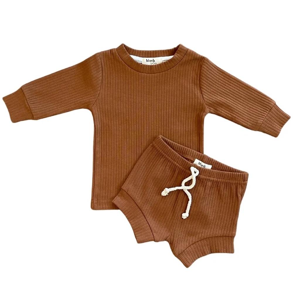 COGNAC | Ribbed organic baby toddler two-piece set